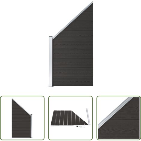 Pannello in WPC -  Pannello di Recinzione in WPC 95x(105-180) cm Nero