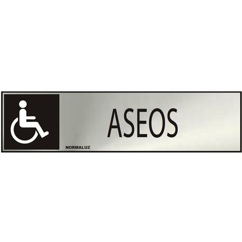 Image of Cartello informativo bagni per disabili (adesivo in acciaio inox 0,8mm) 5x20cm