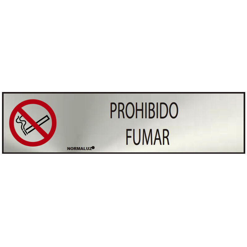 Image of Cartello informativo vietato fumare (adesivo in acciaio inox 0,8 mm) 5x20cm