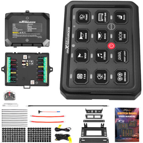 Pannello Interruttori 12 Gang Touch Universale Auto Camion UTV ATV Boat 12-24V