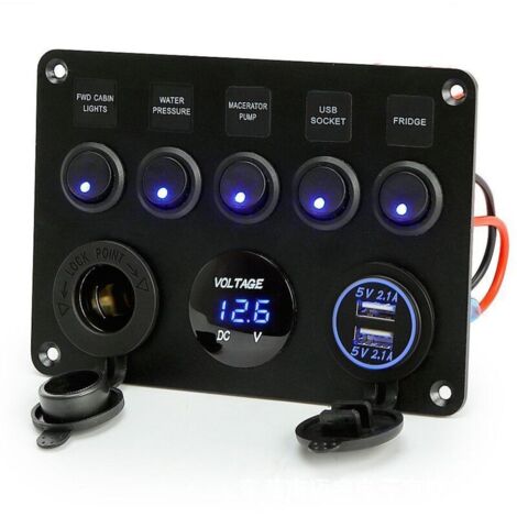 Pannello interruttori a bilanciere KZQ a 5 bande impermeabile per auto, barca, pannello elettrico 12V/24V, camion, rimorchio, SUV, camper