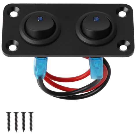 Pannello interruttori da 12 V-24 V con doppi controlli LED blu, interruttore a levetta a 2 bande ON/OFF, struttura in alluminio ABS individuale