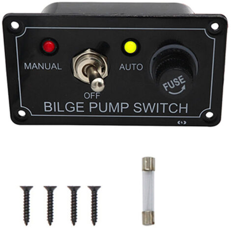 Pannello interruttori pompa di sentina, pannello interruttori allarme con indicatore LED 12V CC con fusibile, manuale/spento/automatico, per uso nautico