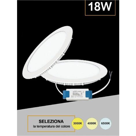 Pannello Led A Incasso Faretto Slim 18 Watt 3 Colori Luce Bianca Calda Naturale