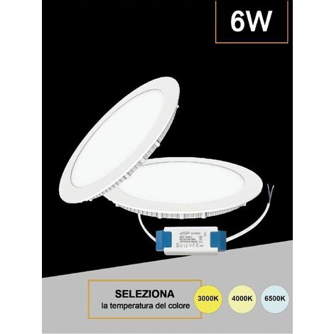 Pannello Led A Incasso Faretto Slim 6 Watt 3 Colori Luce Bianca Calda Naturale