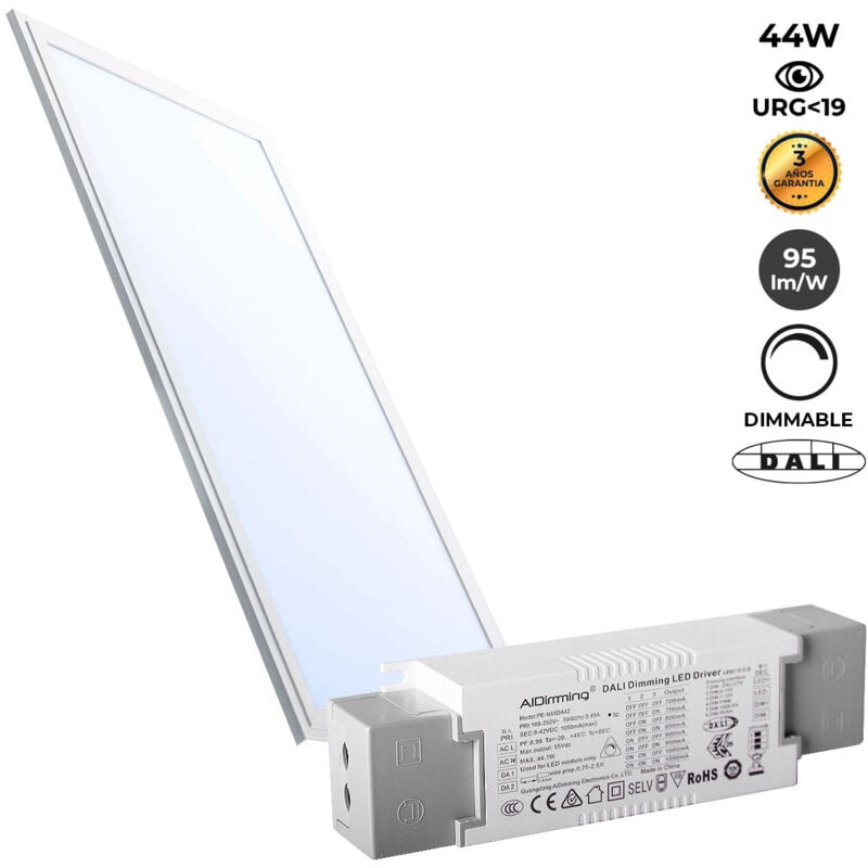 Pannello led da incasso 120X30cm - dimmerabile dali - 44W - UGR19 - Bianco Freddo