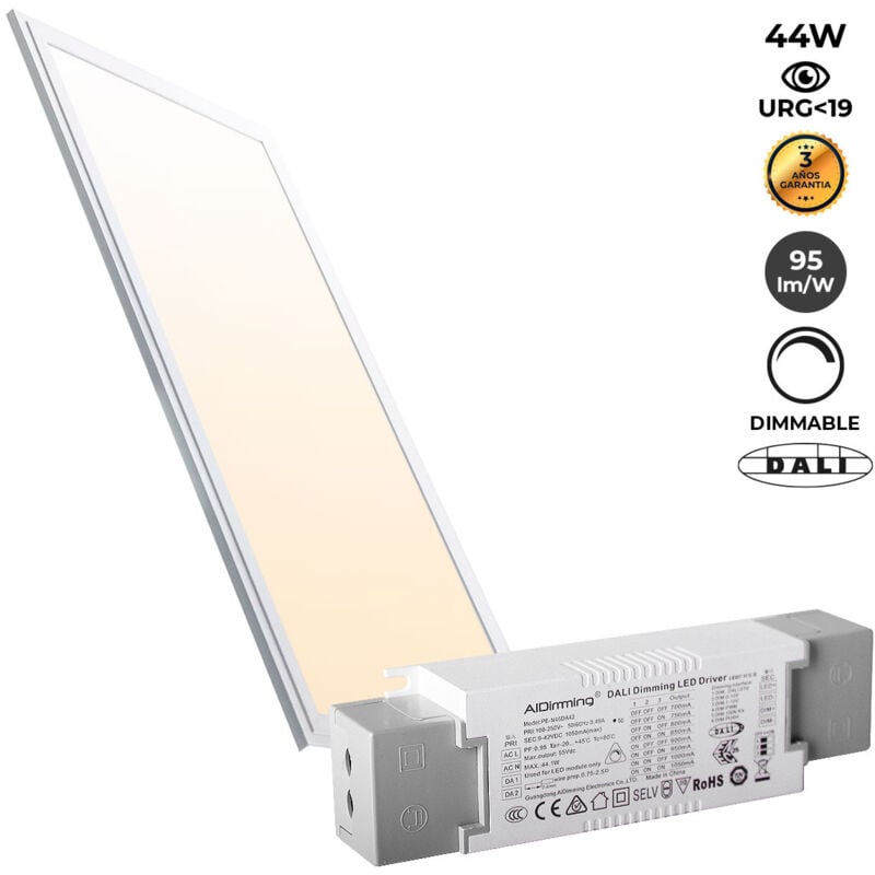 Pannello led da incasso 120X30cm - dimmerabile dali - 44W - UGR19 - Bianco Neutro