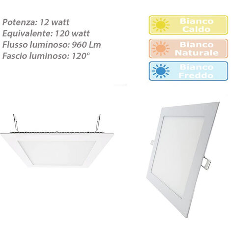 Pannello led incasso quadrato slim 12 watt plafoniera luce naturale 4000k faretto illuminazione di interni driver incluso