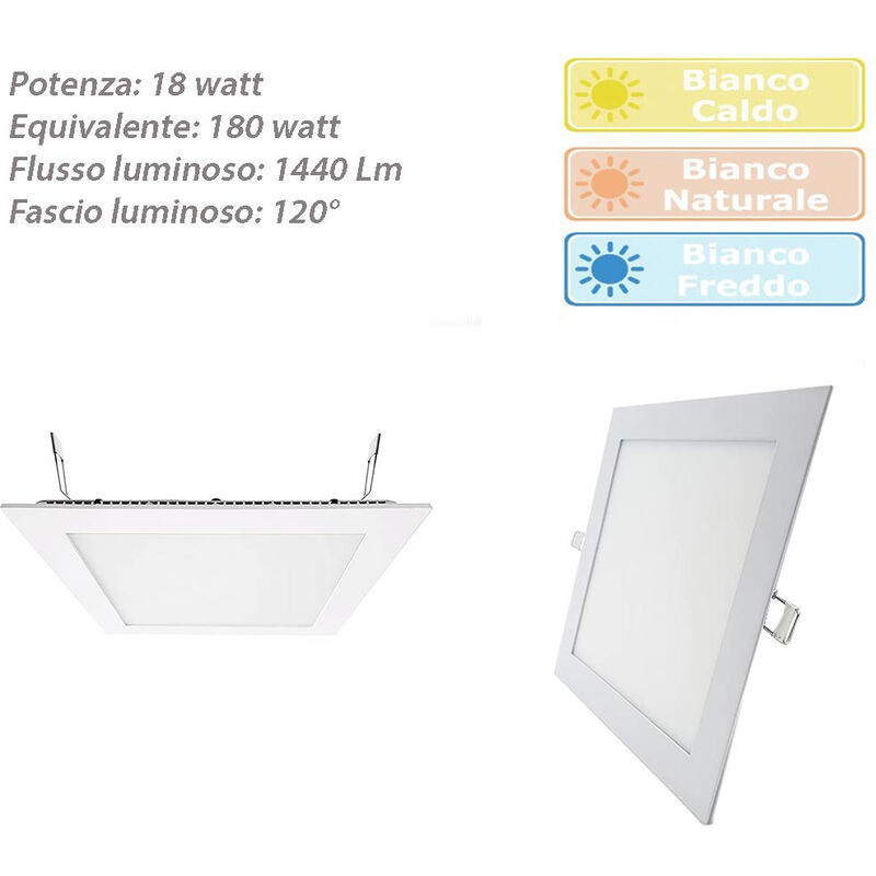 Image of Pannello led incasso quadrato slim 18 watt plafoniera luce naturale 4000k faretto illuminazione di interni driver incluso