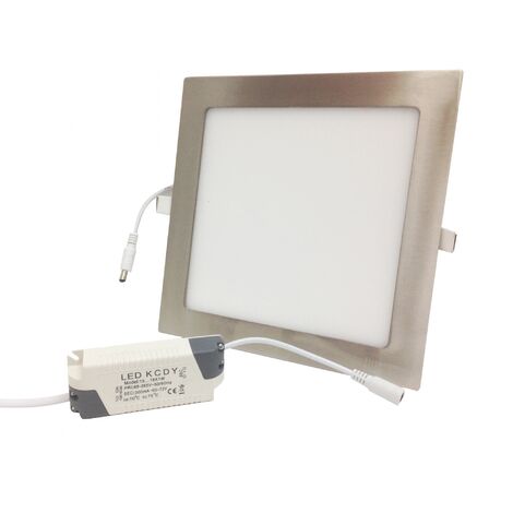Pannello led quadrato 18w acciaio satinato nichel incasso Faro faretto completo driver luce bianca naturale caldaDownlight fredda bianca 6500k