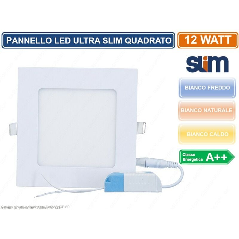 Image of Pannello led quadrato ultra slim 12W smd da incasso con driver incluso - Colore Luce: Bianco Caldo