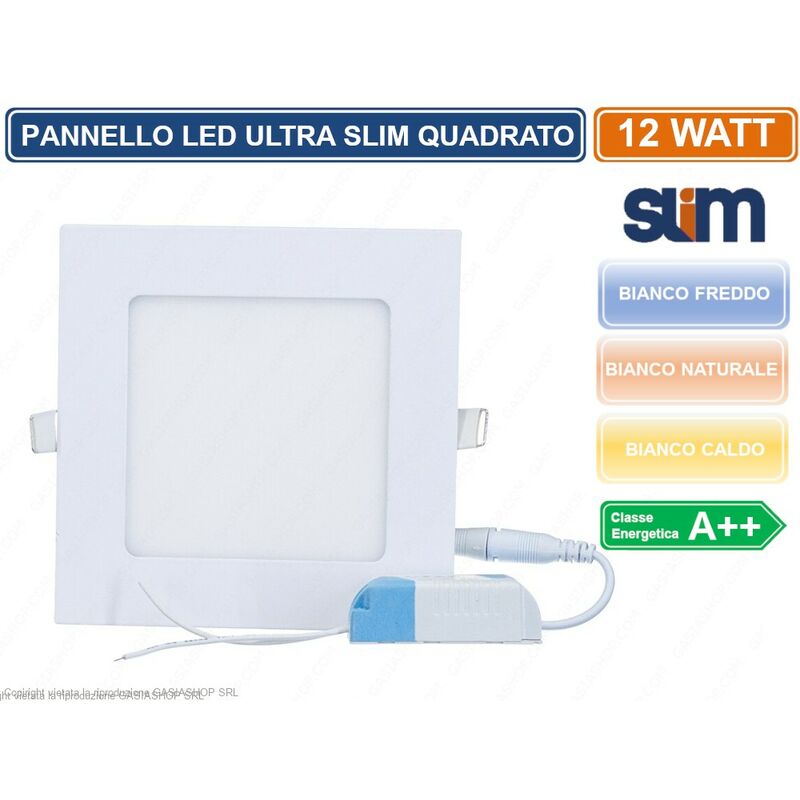 Image of Pannello led quadrato ultra slim 12W smd da incasso con driver incluso - Colore Luce: Bianco Freddo