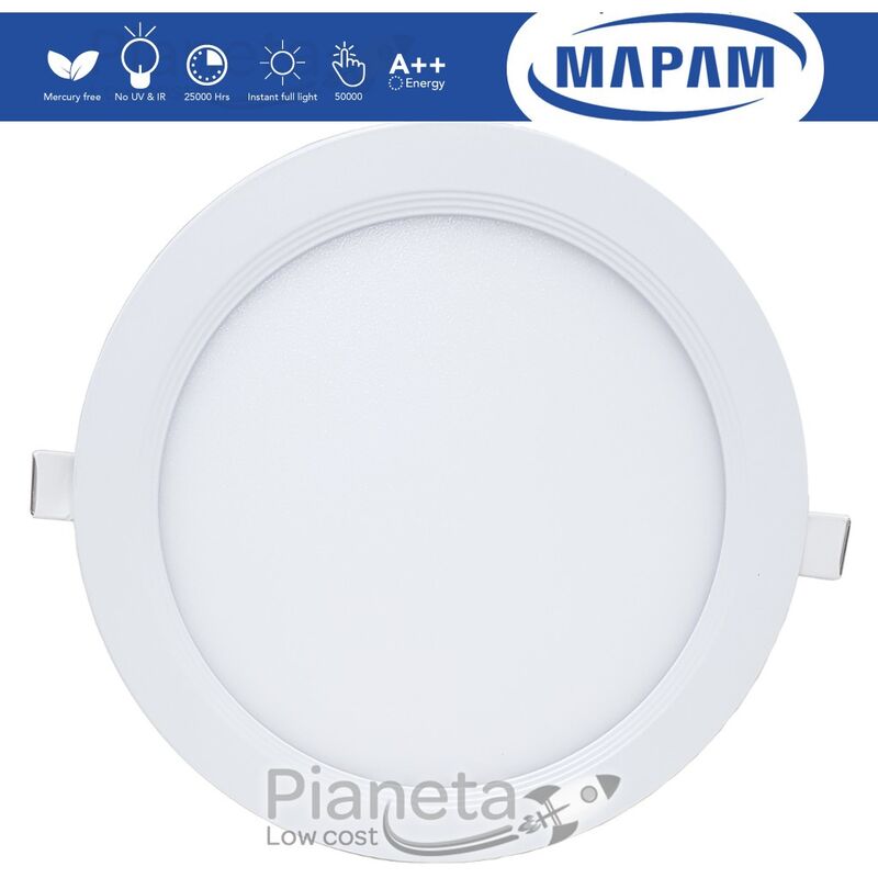 Image of Mapam - Pannello led rotondo 6 12 18W da incasso lampada faretto tondo da soffitto slim luce calda naturale Luce Fredda - 18