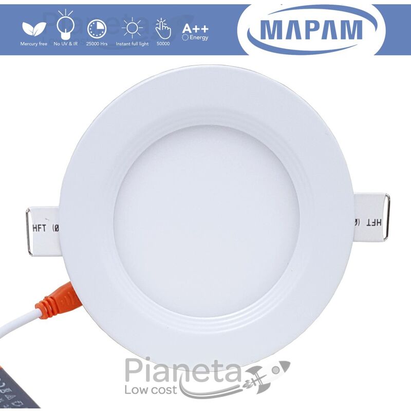 Image of Mapam - Pannello led rotondo 6 12 18W da incasso lampada faretto tondo da soffitto slim luce calda naturale Luce Fredda - 6