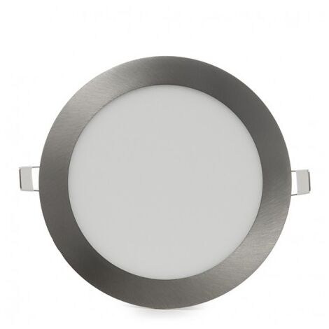 Pannello led rotondo acciaio satinato nickel slim12w ip20 incasso faretto completo driver luce calda naturale fredda Downlight  naturale 4500k