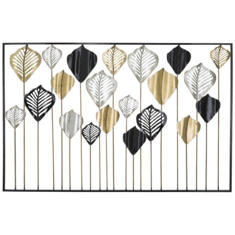 Pannello Lex 120x2,5x78,5 cm in Ferro Oro e Argento e Nero