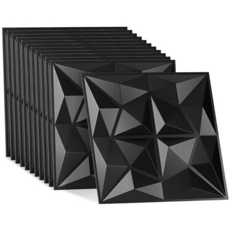 Pannello murale 3D da dipingere - confezione da 1,08 m² - lotto da 12 pezzi -  0,3x0,3 m - Nero