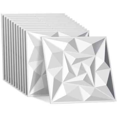Pannello murale 3D da dipingere - confezione da 1,08 m² - lotto di 12 pezzi -  0,3x0,3 m - Bianco