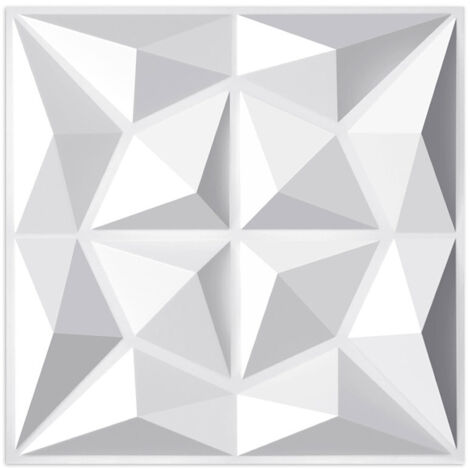 Pannello murale 3D da dipingere - confezione da 3 m² - lotto da 12 pezzi -  0,5x0,5 m - Bianco