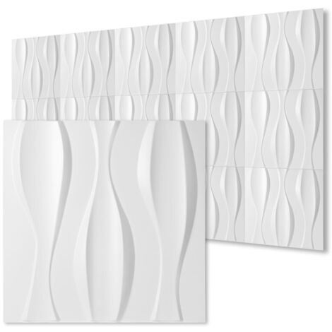 Pannello murale 3D da dipingere - confezione da 3 m² - lotto di 12 pezzi -  0,5x0,5 m - Bianco