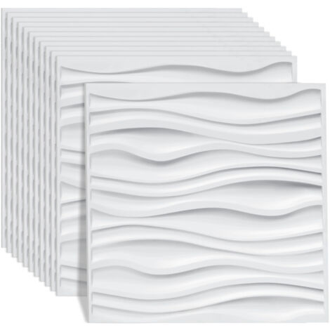 Pannello murale 3D da dipingere - confezione da 3 m² - lotto di 12 pezzi -  0,5x0,5 m - Bianco