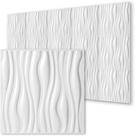 Pannello murale 3D da dipingere - confezione da 3 m² - lotto di 12 pezzi -  0,5x0,5 m - Bianco