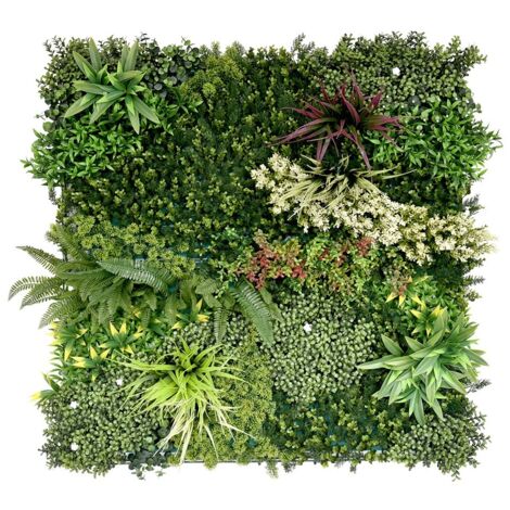 Pannello murale a siepe artificiale - Mix leaf A - 100x100 cm