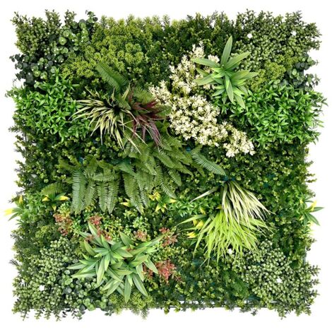 Pannello murale a siepe artificiale - Mix leaf C - 100x100 cm