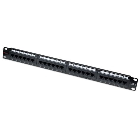 Pannello Patch Professionale Techly UTP RJ45 Cat.6 Nero a 24 Posti