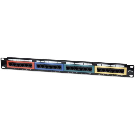 Pannello Patch UTP 24 Porte Cat.5E Codifica a Colori Nero di Alta Qualit� INTELLINET