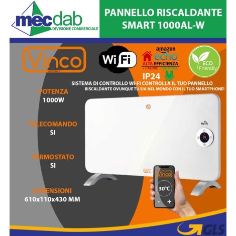 Pannello riscaldante da parete 1000w smart wi-fi - vinco