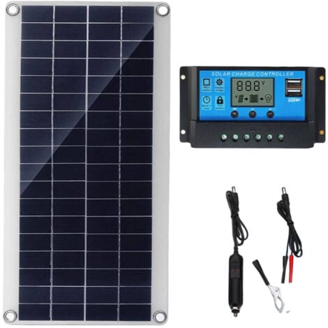 FITAGS Pannello solare da 300 W e 12 V, kit pannello solare, kit caricabatteria con regolatore di carica solare da 60 A per camper, yacht, esterni, giardino, illuminazione Cisea