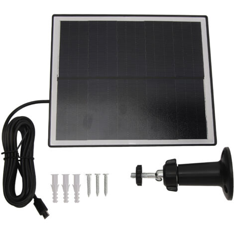 Pannello solare in silicio monocristallino da 6 W e 5 V, impermeabile IP65, ultrasottile e portatile, con supporto per telecamera e monitor (nero).