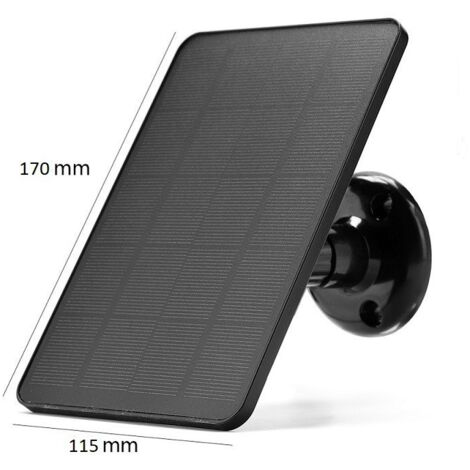 Pannello solare per telecamera di sicurezza, pannello solare USB da 4 W per telecamera da 5 V CC, impermeabile IP65, magnetico (nero)