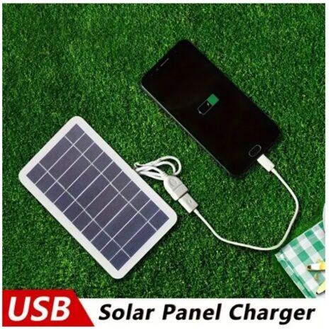 Pannello solare USB da 1 pezzo - Alimentato a energia solare, connettore USB femmina a USB maschio - Compatibile con telefoni, power bank, torce elettriche e ventilatori