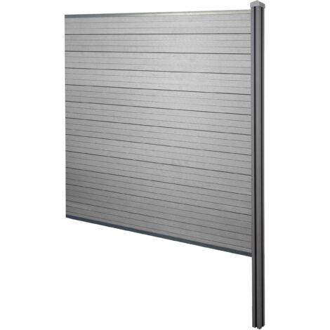Pannello supplementare frangivento fendivista privacy con montanti alti Sarthe WPC 188cm grigio