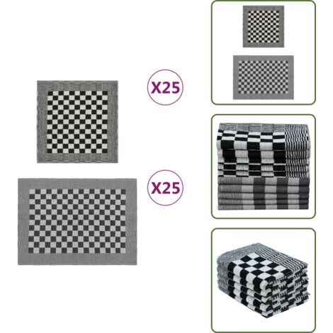 Panni da cucina - vidaXL Set Strofinacci 50 pz in Cotone Nero e Bianco - Panni per ospiti