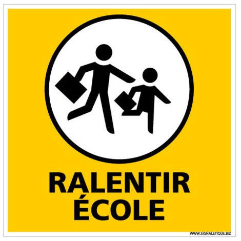 PANNNEAU DE SIGNALISATION RALENTIR ECOLE (L0611) - Aluminium galvanisé - 500 x 500 mm