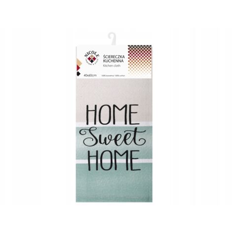 Panno da cucina di cotone asciugamano piccolo NICOLE 40x60 cm art. 52379 verde beige scritta Home Sweet Home