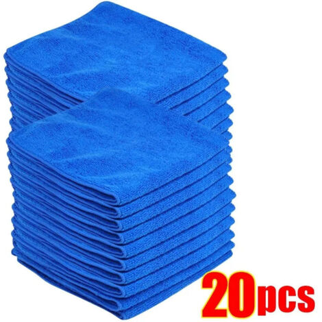 Panno per la pulizia in microfibra - 20 pezzi (30 x 30 cm) - Tessuto ultra assorbente che cattura sporco e liquidi per una finitura a specchio, senza aloni, antigraffio e senza pelucchi - (Blu)