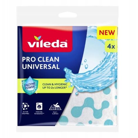 Panno universale Vileda Pro Clean con enzimi, 4 pezzi, super assorbente