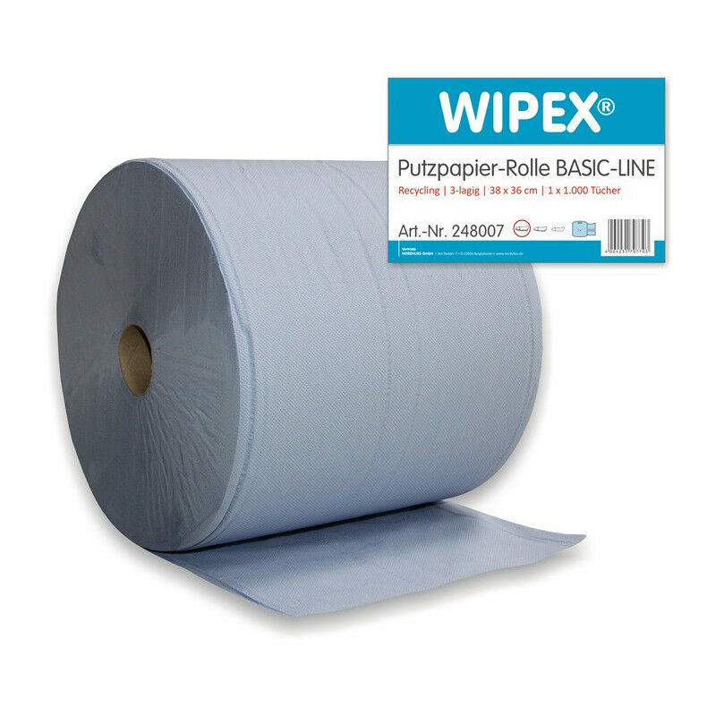 

Paño de limpieza Basic-Line L360xW380 aprox. Mm azul 3 capas 1 rollo / PU WIPEX