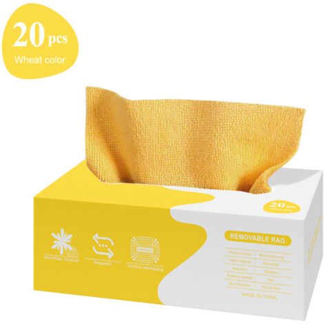Paño de limpieza de microfibra de 20 cm x 20 cm con caja, toallas de microfibra a granel para el hogar, toallas de microfibra reutilizables para el coche, amarillo
