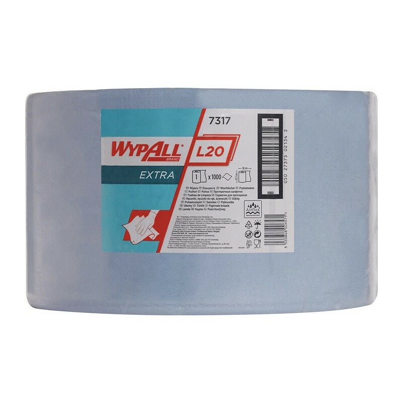 

Paño de limpieza WYPALL L20 EXTRA + L380xW235 aprox. Mm azul de 2 capas