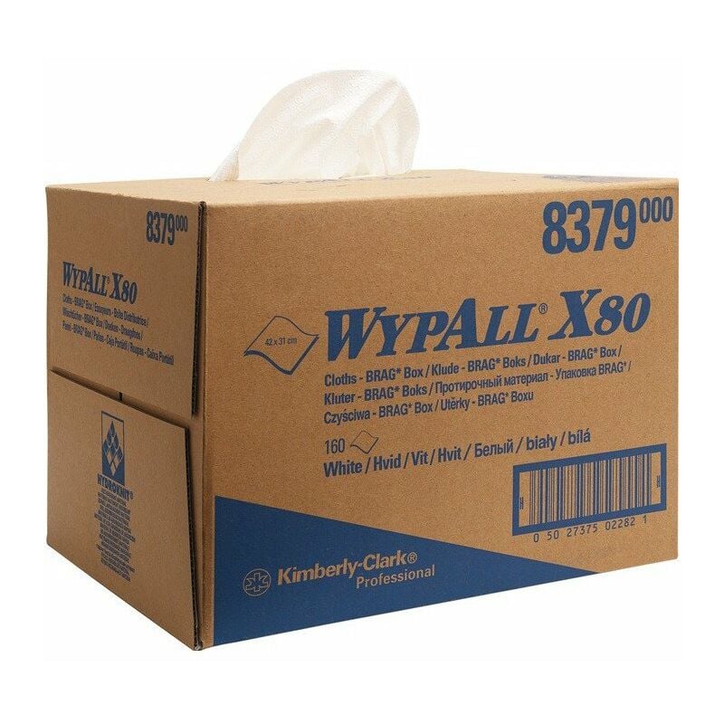 

Paño de limpieza WYPALL X80 8379 L427xB318 aprox. mm blanco 1 capa 160 hojas / caja KIMBERLY-CLARK