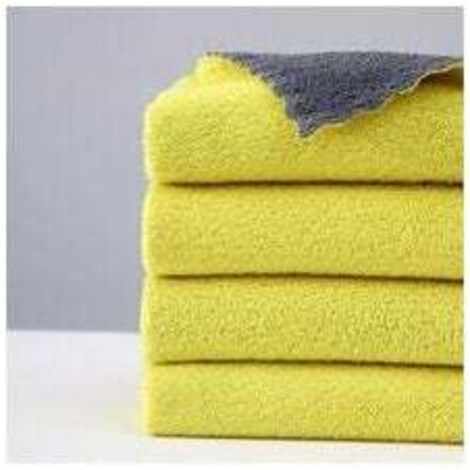 Paño de microfibra de doble cara KZQ gris-amarillo, paquete de 10, paño mágico de microfibra para el hogar, paño de limpieza de microfibra, paño de microfibra sin dejar rastro para el coche, 30 x 30 c