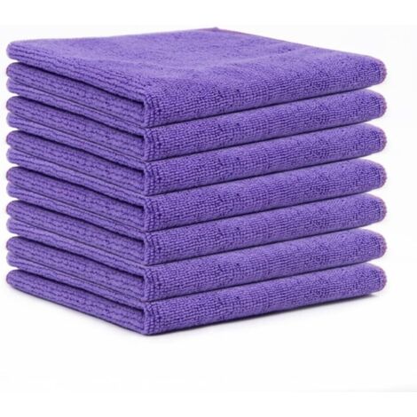 Paño de microfibra morado, paño de limpieza para el hogar, paño de cocina de mezcla de algodón y poliéster, estropajo (30x30 cm, 12 unidades)