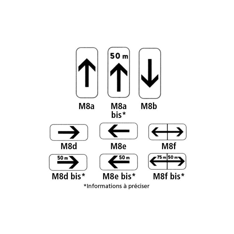 Panonceaux routiers - type M8 (M8agalva) - M8a bis - 500 x 200 mm