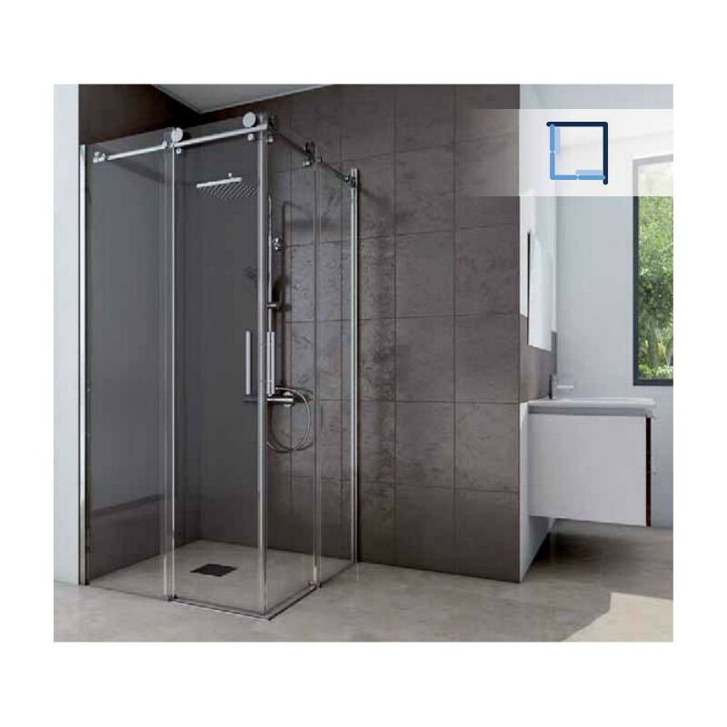Panorama Nova accès d'angle coulissant Dimension cabine de douche: 80 x 80 cm