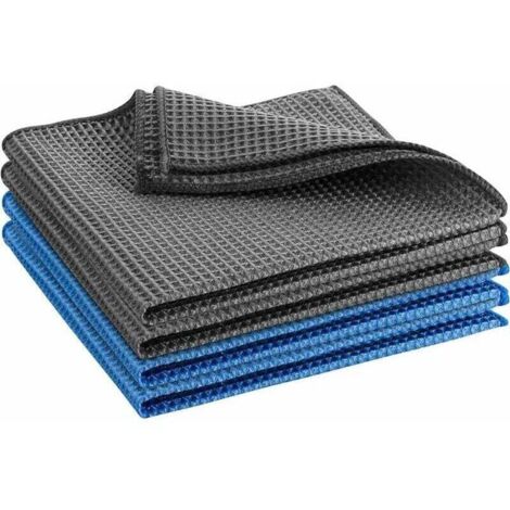 Paños de microfibra de carbono premium para vidrio para la limpieza profesional de ventanas y espejos. Paño de pulido con una increíble combinación de fibras azules y grises, 40 x 40 cm, Versalles.